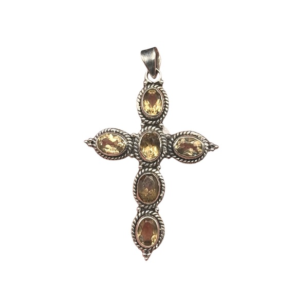 Venus and Vulcan Jewelry - S925 Yellow Citrine Cross Pendant